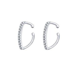 925 Sterling Silver Sparkling Simple Ear Cuff Earrings